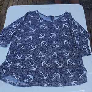 Rue21 Navy and White Knit Top with Subtle Texture